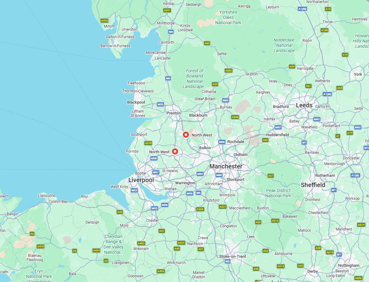 Map showing areas we cover